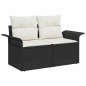 vidaXL Set di divani da giardino 5 pezzi con cuscini neri in rattan sintetico vidaXL Set di divani da giardino 5 pezzi con cuscini neri in rattan sintetico