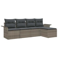 vidaXL Set di divani da giardino 5 pezzi con cuscini grigi in polyrattan