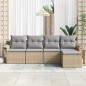 vidaXL Set di divano da giardino 5 pezzi con cuscini - Rattan sintetico beige