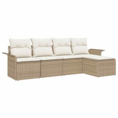 vidaXL Set da giardino 5 pezzi con cuscini beige in polirattan