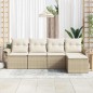 vidaXL Set da giardino 5 pezzi con cuscini beige in polirattan