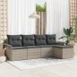 vidaXL Set divano da giardino 5 pezzi con cuscini grigio chiaro in rattan sintetico