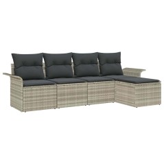 vidaXL Set divano da giardino 5 pezzi con cuscini grigio chiaro in rattan sintetico