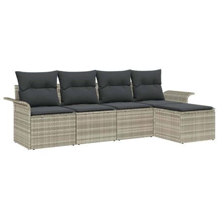 vidaXL Set divano da giardino 5 pezzi con cuscini grigio chiaro in rattan sintetico