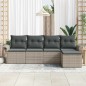 vidaXL Set divano da giardino 5 pezzi con cuscini grigio chiaro in rattan sintetico