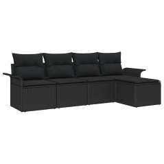vidaXL Set di divani da giardino 5 pezzi con cuscini in rattan neri