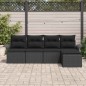 vidaXL Set di divani da giardino 5 pezzi con cuscini in rattan neri vidaXL Set di divani da giardino 5 pezzi con cuscini in rattan neri