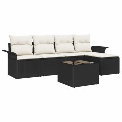 vidaXL Set di Divani da Giardino a 5 Pezzi con Cuscini Marroni in Rattan