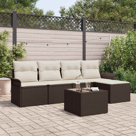 vidaXL Set Salotto da Giardino 5 Pezzi con Cuscini Grigi in Rattan Polietilene