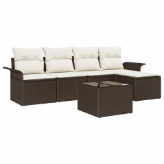 vidaXL Set Salotto da Giardino 5 Pezzi con Cuscini Grigi in Rattan Polietilene