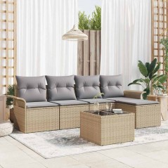 vidaXL Set da Giardino 6 Pezzi con Cuscini Neri in Rattan Sintetico.
