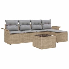 vidaXL Set da Giardino 6 Pezzi con Cuscini Neri in Rattan Sintetico.