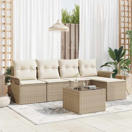 vidaXL Set da Giardino 6 Pezzi con Cuscini Marroni in Rattan Sintetico