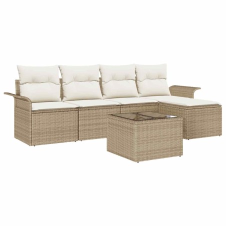 vidaXL Set da Giardino 6 Pezzi con Cuscini Marroni in Rattan Sintetico