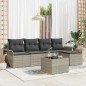 vidaXL Set di divani da giardino a 6 pezzi con cuscini grigi in rattan sintetico