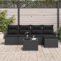 vidaXL Set di divani da giardino da 6 pezzi con cuscini in rattan nero