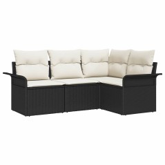vidaXL Set da Giardino a 4 Pezzi con Cuscini Neri in Rattan Sintetico