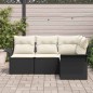 vidaXL Set da Giardino a 4 Pezzi con Cuscini Neri in Rattan Sintetico