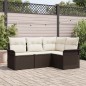 vidaXL Set da giardino a 4 pezzi con cuscini, in rattan sintetico marrone