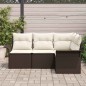 vidaXL Set da giardino a 4 pezzi con cuscini, in rattan sintetico marrone