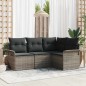 vidaXL Set Divano da Giardino 4 Pezzi con Cuscini Grigi in Rattan Sintetico
