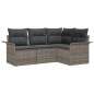 vidaXL Set Divano da Giardino 4 Pezzi con Cuscini Grigi in Rattan Sintetico