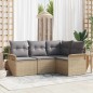 vidaXL Set da giardino 4 pezzi con cuscini beige in rattan sintetico