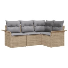 vidaXL Set da giardino 4 pezzi con cuscini beige in rattan sintetico
