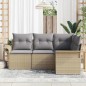vidaXL Set da giardino 4 pezzi con cuscini beige in rattan sintetico