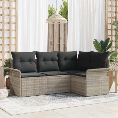 vidaXL Set di divani da giardino in 4 pezzi con cuscini grigio chiaro
