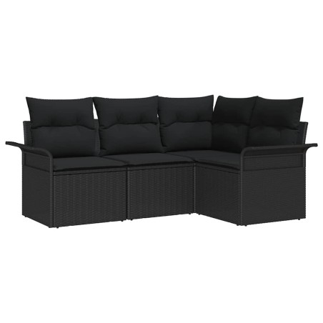 vidaXL Set di divani da giardino 4 pezzi con cuscini neri in rattan sintetico
