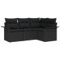 vidaXL Set di divani da giardino 4 pezzi con cuscini neri in rattan sintetico