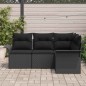 vidaXL Set di divani da giardino 4 pezzi con cuscini neri in rattan sintetico