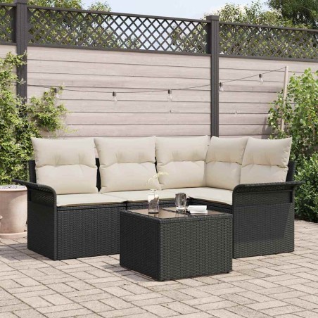 vidaXL Set da Giardino a 5 Pezzi con Cuscini in Rattan e Poliestere Marrone