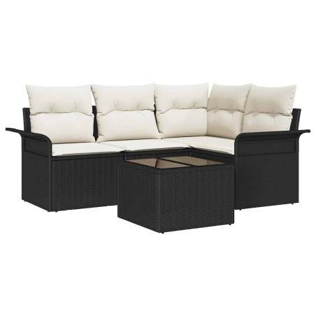vidaXL Set da Giardino a 5 Pezzi con Cuscini in Rattan e Poliestere Marrone