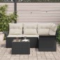 vidaXL Set da Giardino a 5 Pezzi con Cuscini in Rattan e Poliestere Marrone