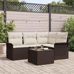 vidaXL Set di divani da giardino 4 pezzi con cuscini, grigio, in rattan intrecciato.