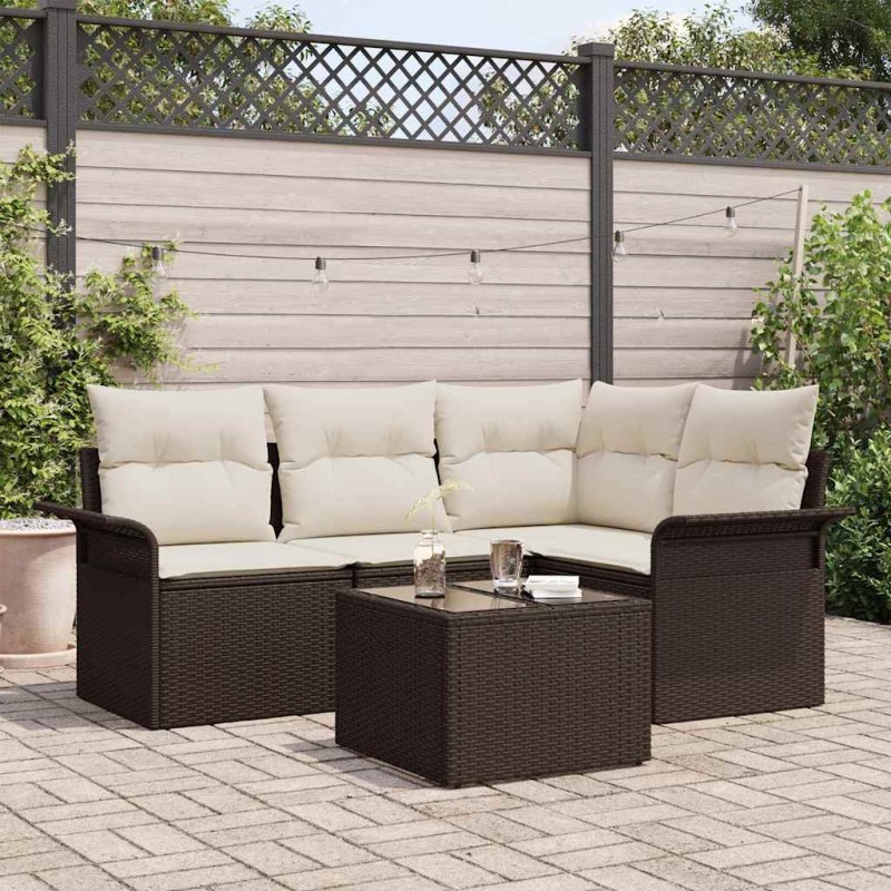 vidaXL Set di divani da giardino 4 pezzi con cuscini, grigio, in rattan intrecciato. vidaXL Set di divani da giardino 4 pezzi con cuscini, grigio, in rattan intrecciato.