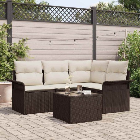 vidaXL Set di divani da giardino 4 pezzi con cuscini, grigio, in rattan intrecciato.