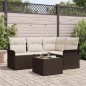 vidaXL Set di divani da giardino 4 pezzi con cuscini, grigio, in rattan intrecciato. vidaXL Set di divani da giardino 4 pezzi con cuscini, grigio, in rattan intrecciato.