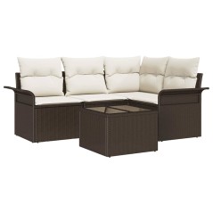 vidaXL Set di divani da giardino 4 pezzi con cuscini, grigio, in rattan intrecciato.