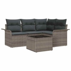 vidaXL Set di divani da giardino 5 pezzi con cuscini neri in rattan