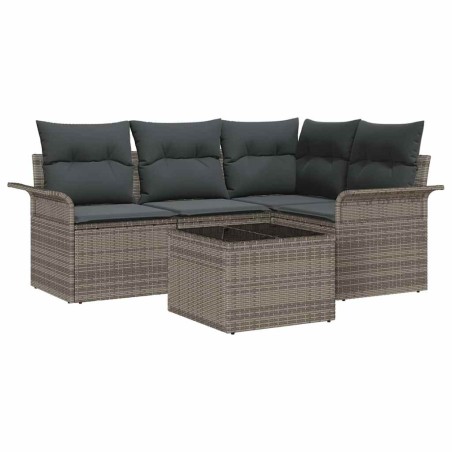 vidaXL Set di divani da giardino 5 pezzi con cuscini neri in rattan