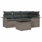 vidaXL Set di divani da giardino 5 pezzi con cuscini neri in rattan
