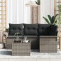 vidaXL Set di divani da giardino 5 pezzi con cuscini neri in rattan