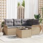 vidaXL Set da Salotto da Giardino 5 Pezzi con Cuscini Neri in Rattan Sintetico