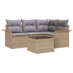 vidaXL Set da Salotto da Giardino 5 Pezzi con Cuscini Neri in Rattan Sintetico