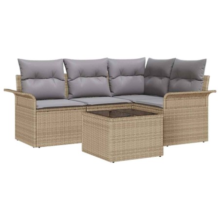 vidaXL Set da Salotto da Giardino 5 Pezzi con Cuscini Neri in Rattan Sintetico