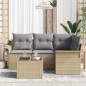 vidaXL Set da Salotto da Giardino 5 Pezzi con Cuscini Neri in Rattan Sintetico