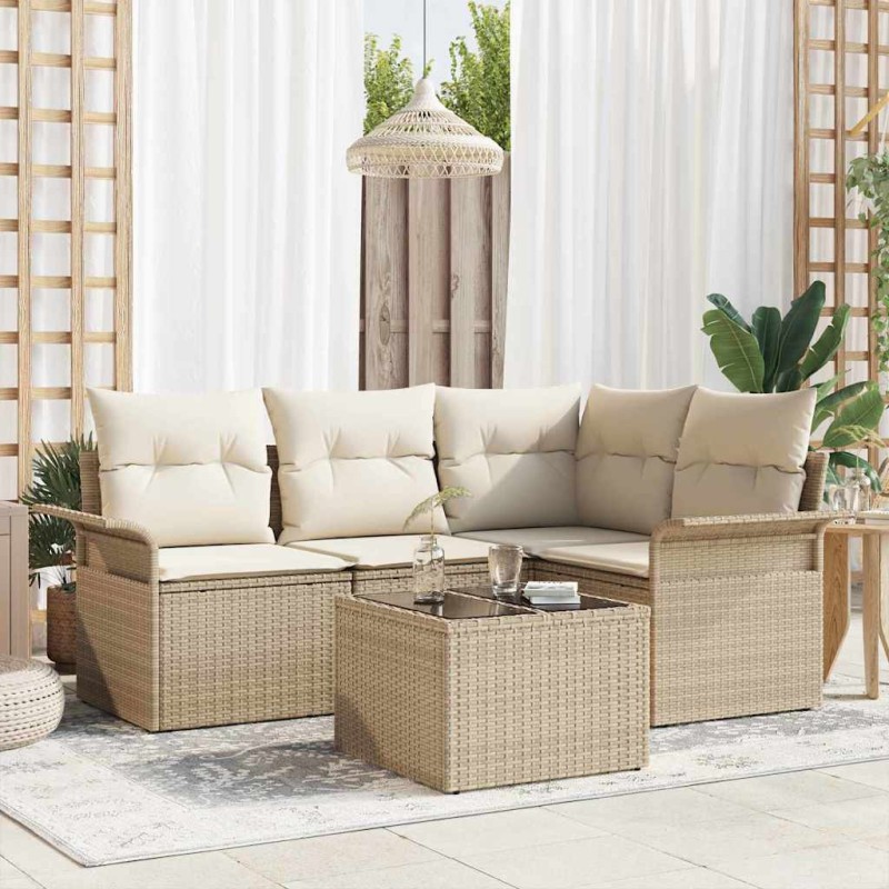 vidaXL Set Giardino 5 Pezzi con Cuscini Marroni in Rattan Sintetico